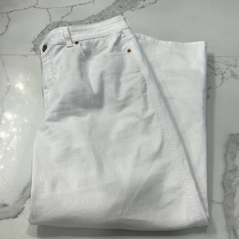Talbots High Waist Straight Ankle White Jeans. Size 12 - Picture 11 of 14